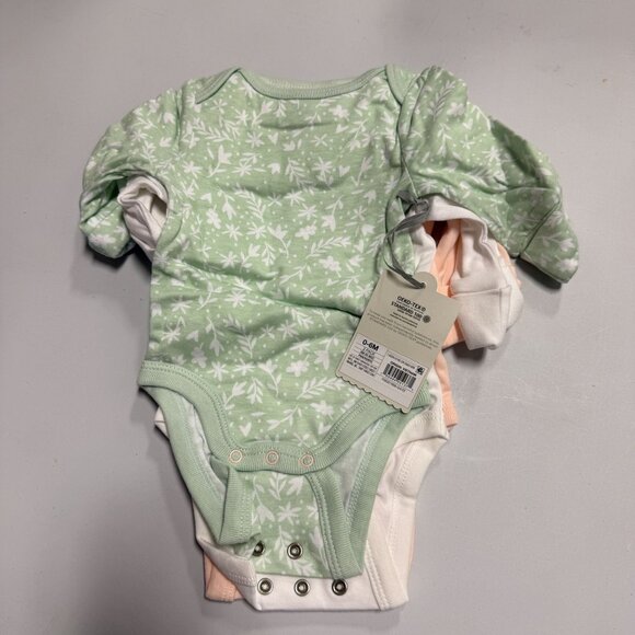 Cloud Island Baby Girls' 3pk Go & Grow Long Sleeve Bodysuit Multicolor 0-6M - Picture 4 of 6